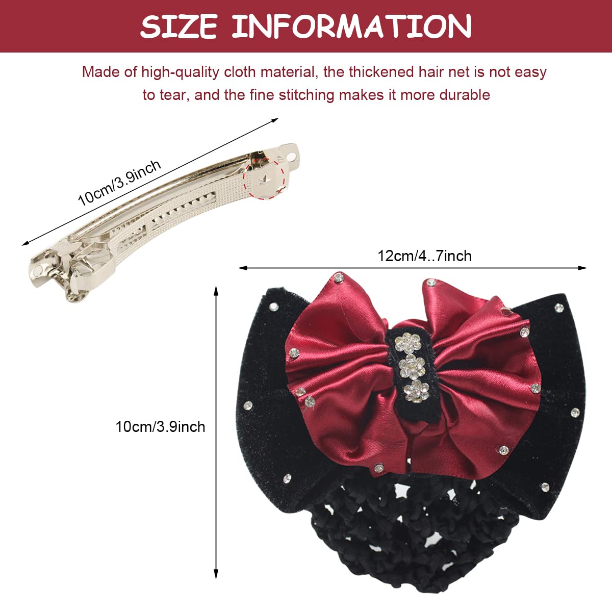 MAYCREATE Hair Bun Net Bow Hair Clip Bun Cover for Women Mesh Barrette Spring Clip Hairnet Bowknot Decor Snood Net for Daily, Work, Dancer, Nurse, etc (Red) MAYCREATE Hair Bun Net Bow Hair Clip Bun Cover for Women Mesh Barrette Spring Clip Hairnet Bowknot Decor Snood Net for Daily, Work, Dancer, Nurse, etc (Red)
